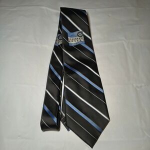 Russell-Hampton Celebrate Rotary 100 Years Tie Mens Black Blue Striped Logo